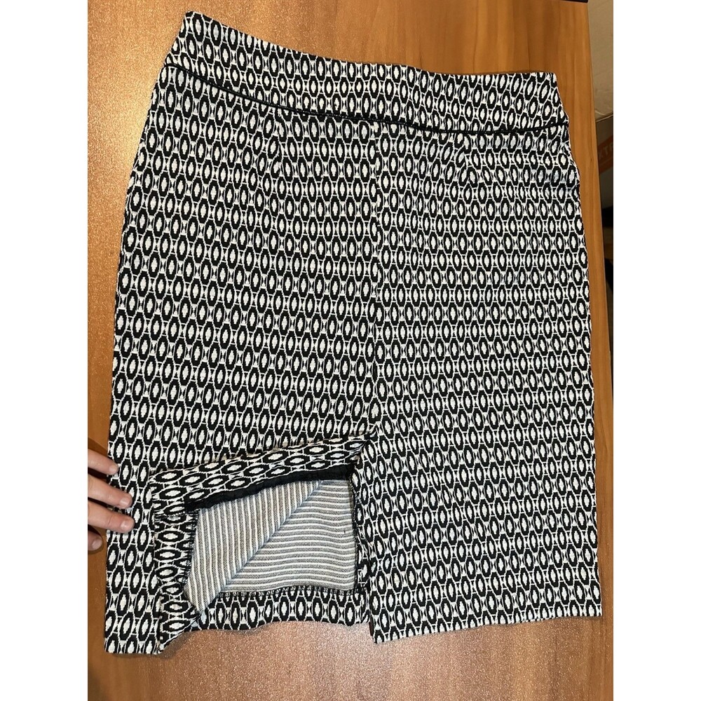 Carole Little Geometric Print Pencil Skirt Black White Size 10 - Picture 5 of 8